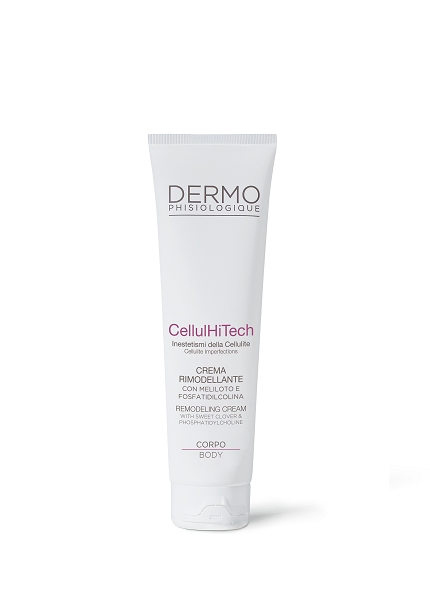 Crema rimodellante con Meliloto e Fosfatidilcolina - Cellulhitech crema rimodellante specifica per il trattamento urto degli inestetismi cutanei della cellulite, cute a buccia d'arancie e a materasso.