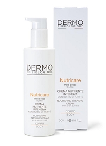 CREMA NUTRIENTE INTENSIVA CORPO con burro di karitè - Nutricare crema corpo nutriente intensiva è una crema dalla texture ricca e vellutata ad azione nutriente, elasticizzante e riepitelizzante grazie alla presenza di burro di karitè e oli dermoaffini vegetali